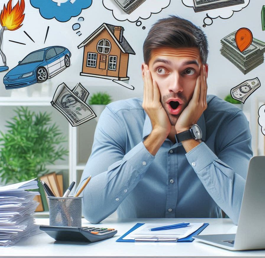 A man with worried look on his face thinking about credit mistakes