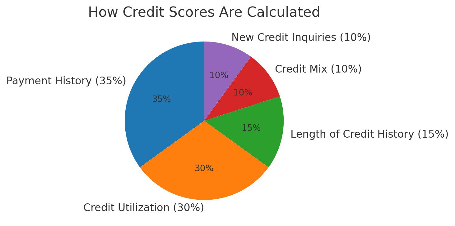 a pie chart explaining different credit score variables
