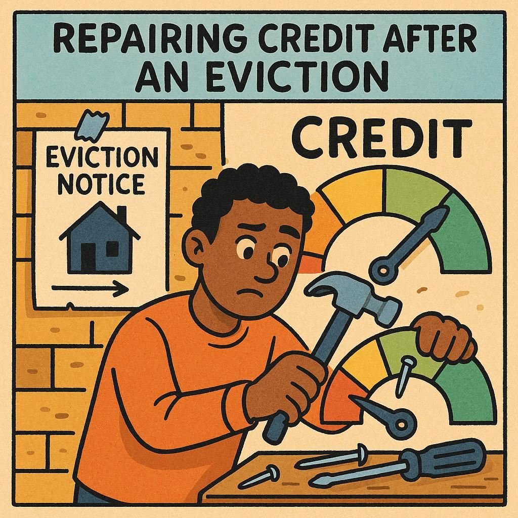 Depiction of person repairing their credit after an eviciton